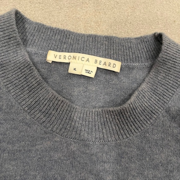 [XL]Veronica Beard Nelia Heather Blue Crewneck 100 Cashmere Sweater - Picture 5 of 13